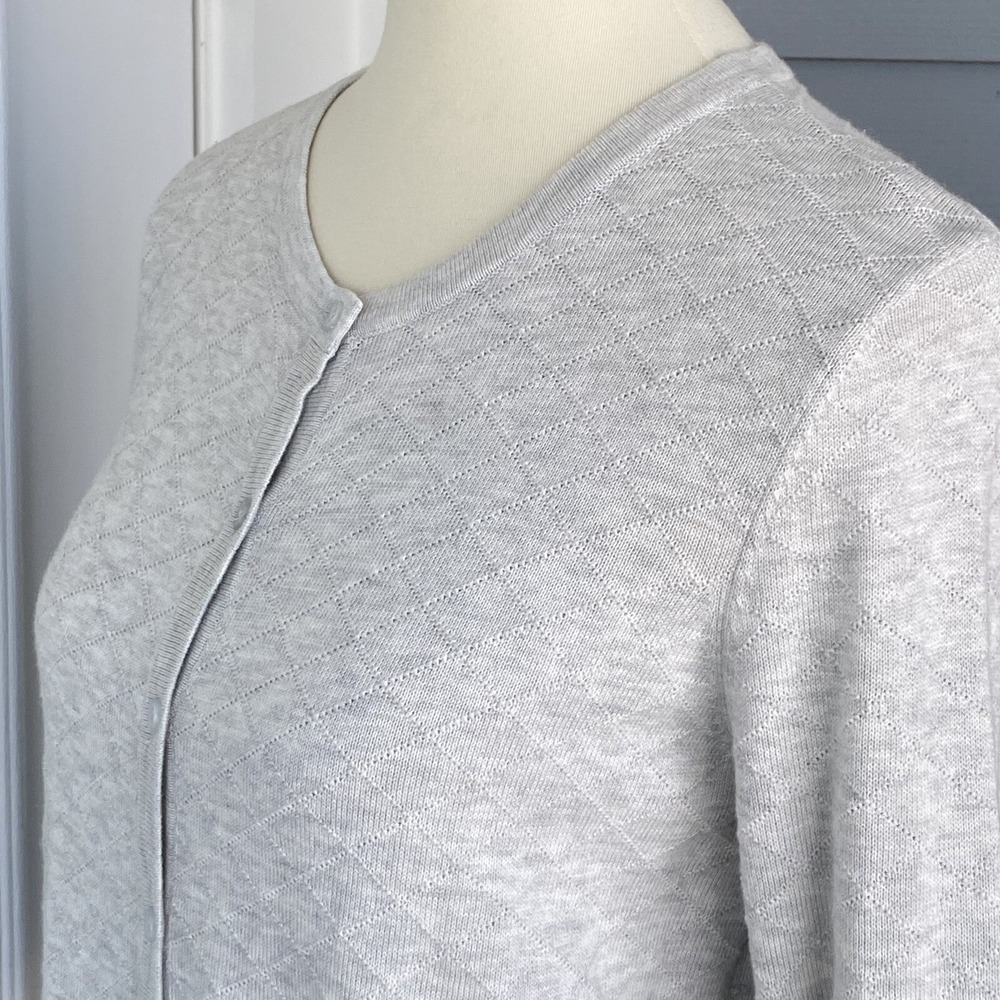 Hilary Radley Women Sweater Small Knit Cardigan Button Grey Cotton Long Sleeve - Picture 6 of 9